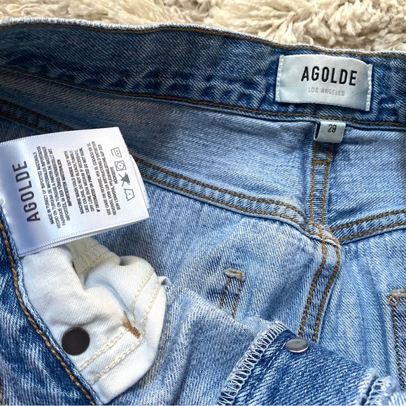 AGOLDE Riley High Rise Crop Distressed buttonfly Jeans 29 - Picture 7 of 10